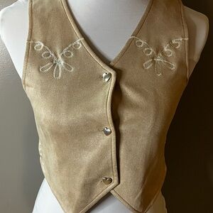Nannette Beige Vest with Embroidery
